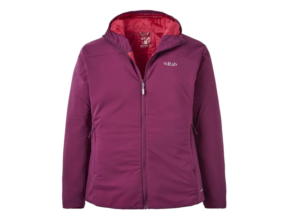 Časově Omezené Rab Wmns Xenair Alpine Light Jacket, Mulberry - lehká izolační bunda s kapucí (QIP-18)