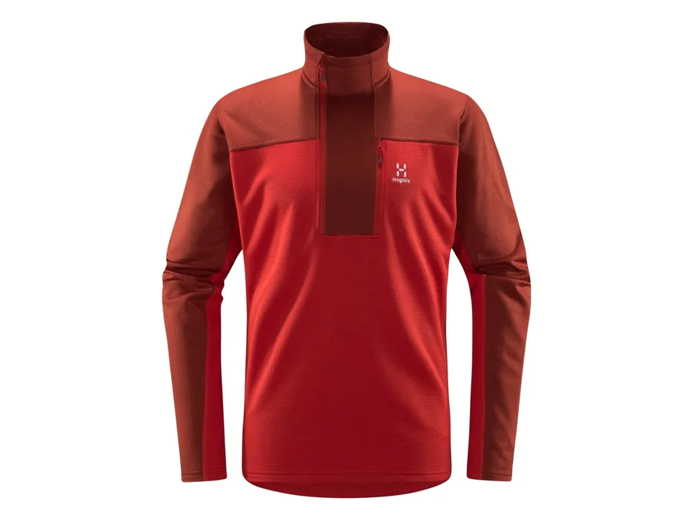 Speciální Cena Haglöfs ROC Flash Mid Halfzip Men, Corrosion/Zenith red - pánská mikina