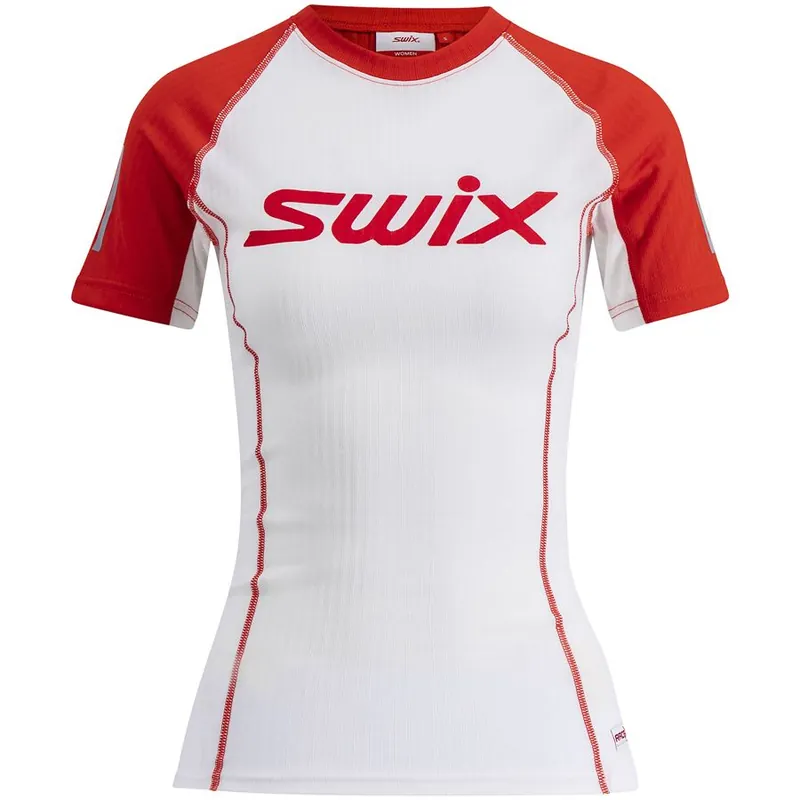 Akční Cena Swix Roadline RaceX dámské funkční triko krátký rukáv bright white/fiery red L