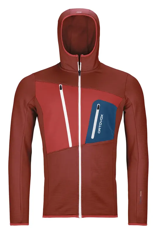 Ortovox Fleece Grid Hoody M XL červená/oranžová Časově Omezené
