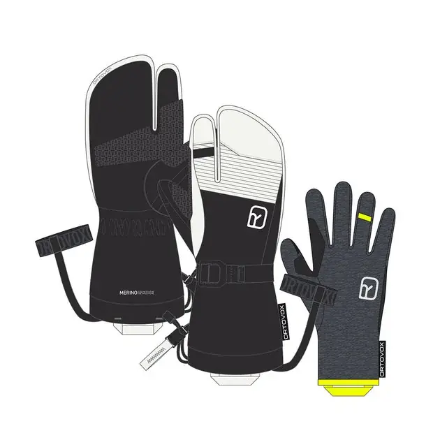 Přímo Od Výrobce Ortovox Freeride 3 Finger Glove Pro M černá