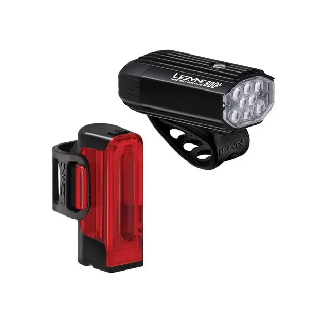 Horká Nabídka Lezyne MICRO DRIVE 800+ / STRIP DRIVE 300+ PAIR černá/červená