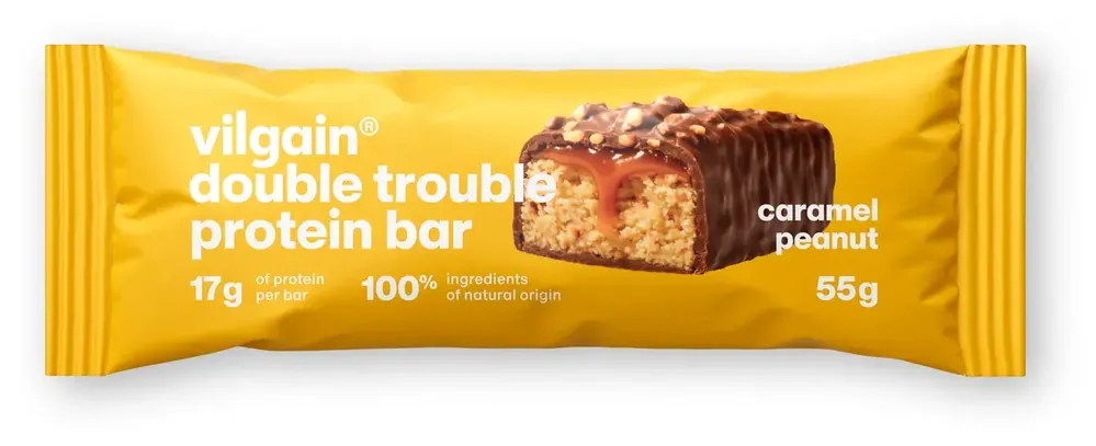 Cenově Výhodný Vilgain Double Trouble Protein Bar - Arašídy se slaným karamelem 55