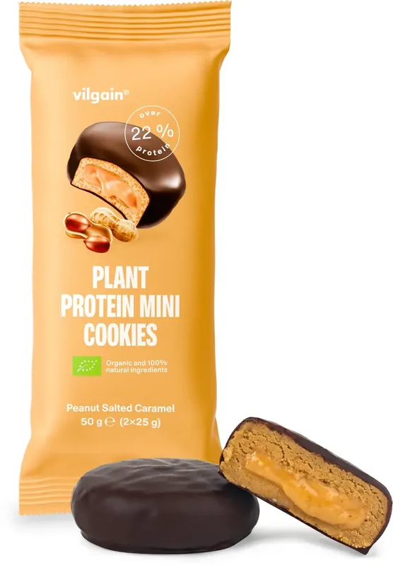 Vilgain Plant Protein Mini Cookies BIO - Arašídy se slaným karamelem 50 Nejlepší Cena
